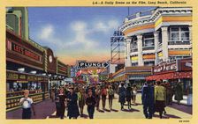 Daily scene on the Pike, Long Beach, California, USA, 1940