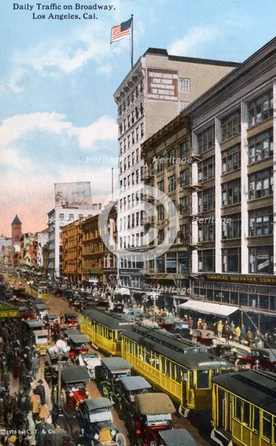 Daily traffic on Broadway, Los Angeles, California, USA, 1915. Artist: Unknown