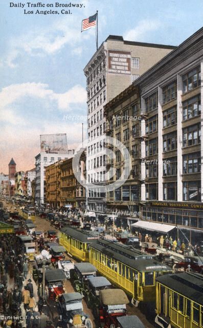 Daily traffic on Broadway, Los Angeles, California, USA, 1915. Artist: Unknown