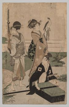 Daimio and his Retinue Crossing a Stream in Plain Near Fuji, 1753-1806. Creator: Kitagawa Utamaro (Japanese, 1753?-1806)