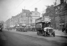 Daimler MET and AEC B-type buses, Cricklewood Broadway, London. Artist: Bill Brunell