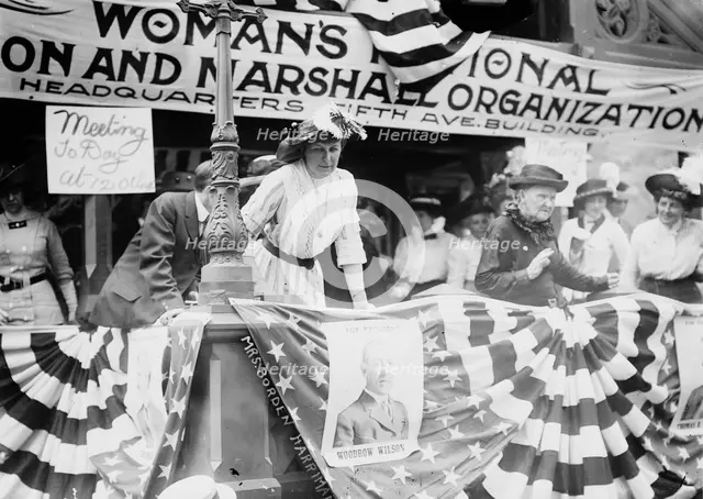 Daisy Harriman addresses a Democratic rally in Union Square, New York City, 1912. Creator: Bain News Service.
