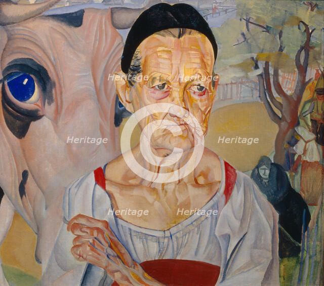 Dairywoman (From the Cycle Les visages de Russie), 1917. Artist: Grigoriev, Boris Dmitryevich (1886-1939)