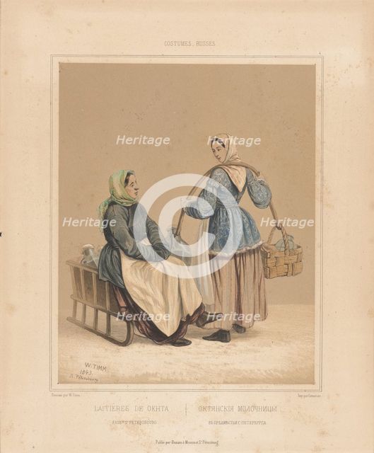 Dairywomen in Okhta, Mid of the 19th cen.. Creator: Timm, Vasily (George Wilhelm) (1820-1895).