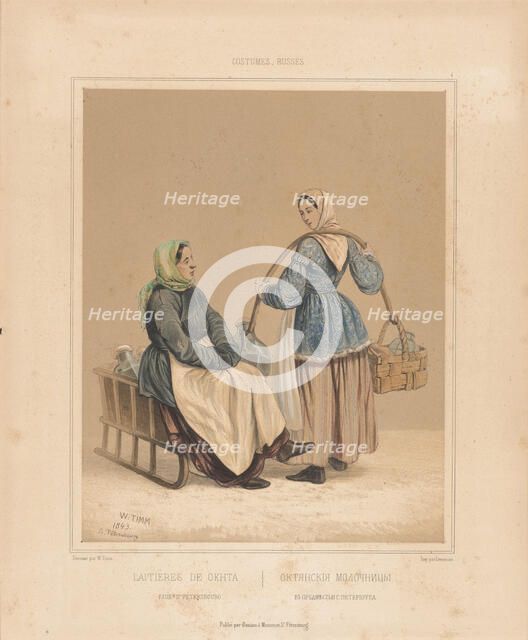 Dairywomen in Okhta, Mid of the 19th cen.. Creator: Timm, Vasily (George Wilhelm) (1820-1895).