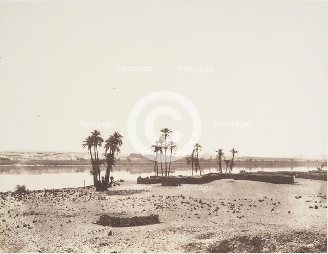 Dakkeh, Village et Rives du Nil, 1851-52. Creator: Félix Teynard.