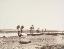 Dakkeh, Village et Rives du Nil, 1851-52. Creator: Félix Teynard