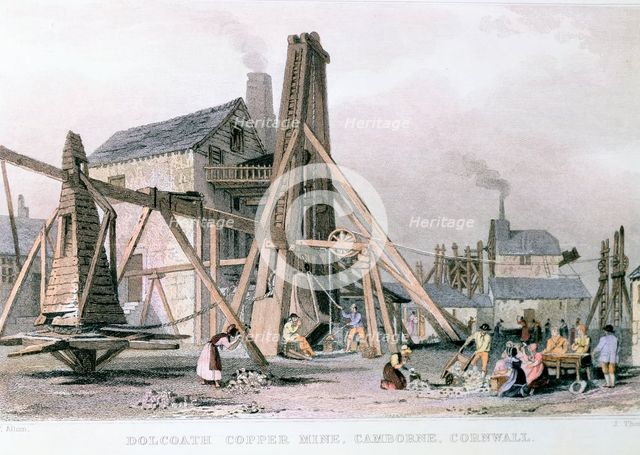 Dalcoath copper mine, Camborne, Cornwall, c1830. Creator: Unknown.