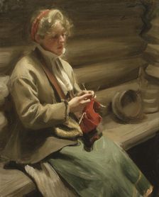 Dalecarlian Girl Knitting. Kål-Margit, 1901. Creator: Anders Leonard Zorn