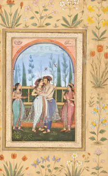 Dalliance on a Terrace, between c1615 and c1620. Creator: Govardhan