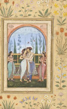 Dalliance on a Terrace, between c1615 and c1620. Creator: Govardhan