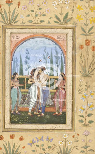 Dalliance on a Terrace, between c1615 and c1620. Creator: Govardhan.