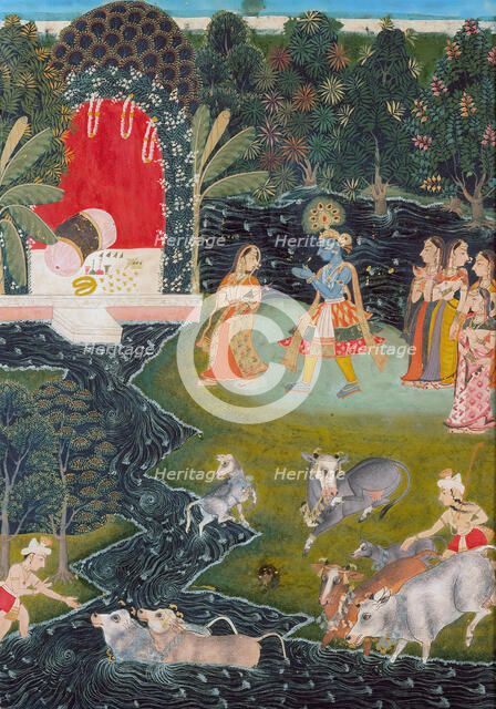 Dalliance in Vrindavan, c1725. Creator: Unknown.