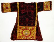 Dalmatic, Italy, Late 15th century; Apparels later due to satin binding. Creator: Unknown