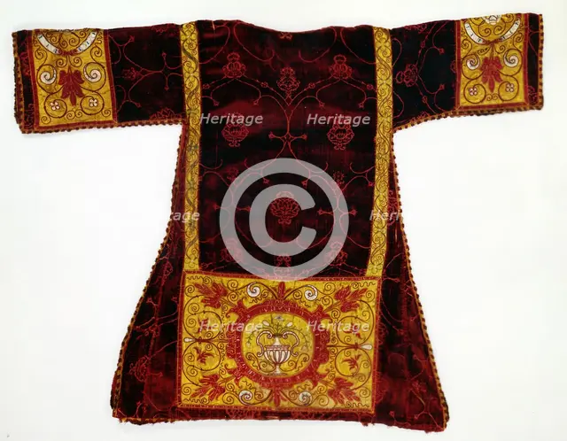 Dalmatic, Italy, Late 15th century; Apparels later due to satin binding. Creator: Unknown.