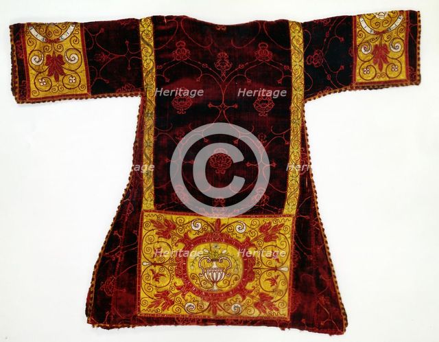 Dalmatic, Italy, Late 15th century; Apparels later due to satin binding. Creator: Unknown.