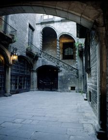 Dalmases Palace, central office of Omnium Cultural and Institut of Catalan Studies, detail of the…