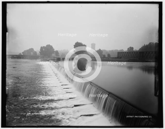 Dam across river, Appleton, Wis., between 1880 and 1899. Creator: Unknown.
