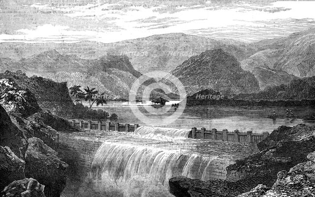 Dam for the new water supply of Bombay, 1872. Creator: Unknown.