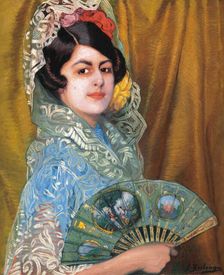 Dama con abanico (Lady With a Fan). Creator: Zuloaga y Zabaleto, Ignacio (1870-1945)