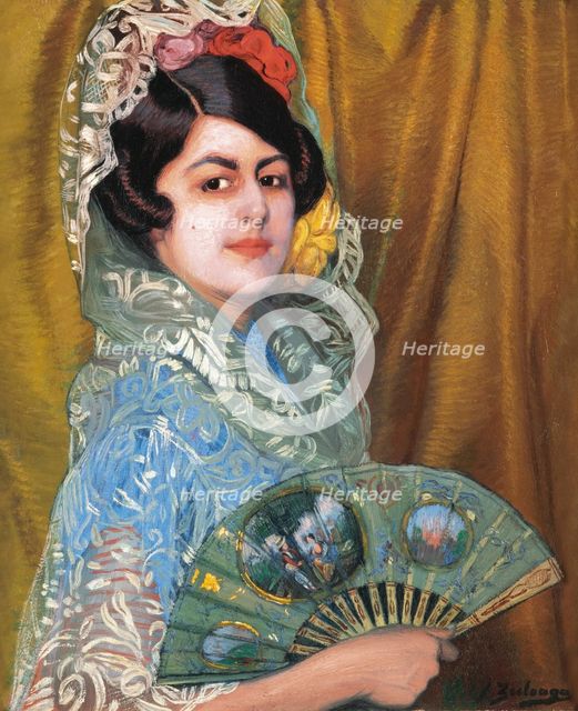 Dama con abanico (Lady With a Fan). Creator: Zuloaga y Zabaleto, Ignacio (1870-1945).
