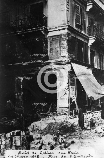 Damage after a raid by German Gotha bombers, Paris, 11th March 1918. Artist: Unknown