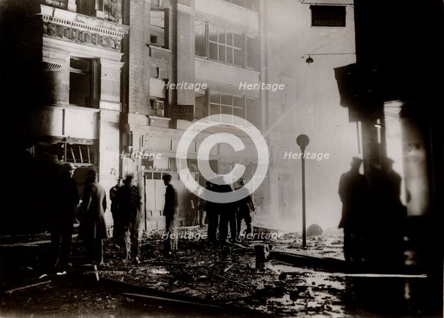 Damage caused by German incendiary bombs, London, World War II, c1940-c1944. Creator: Unknown.