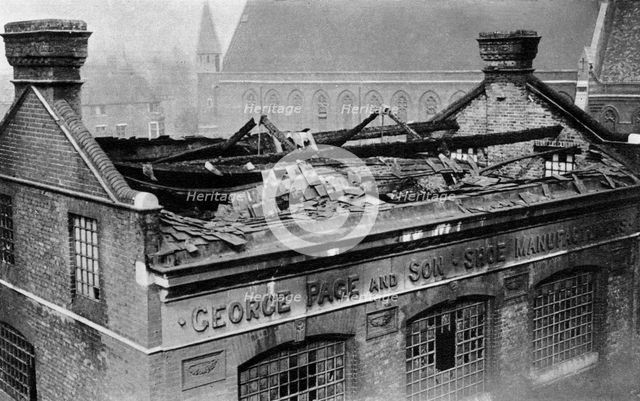 Damage done in the first bombing raid on London, 1915 (1937). Artist: Central Press