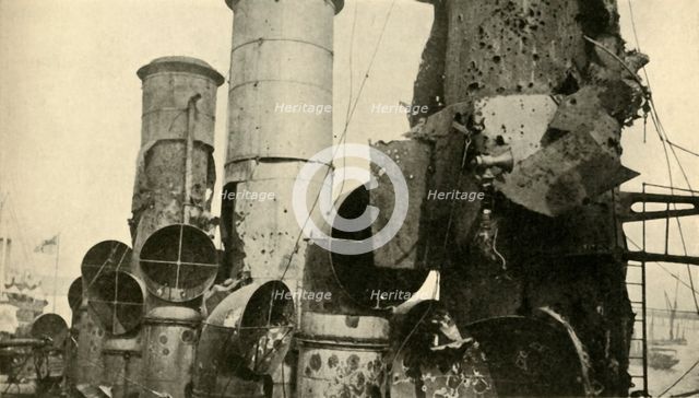Damage to HMS 'Vindictive', First World War, 1918, (c1920). Creator: Unknown.