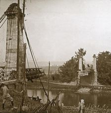 Damaged bridge, Dormans, northern France, c1914-c1918