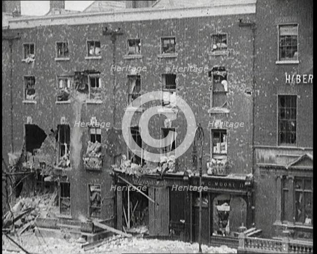 Damaged Buildings and Empty Streets in Dublin as a Result of Fighting, 1922. Creator: British Pathe Ltd.