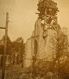 Damaged church, c1914-c1918
