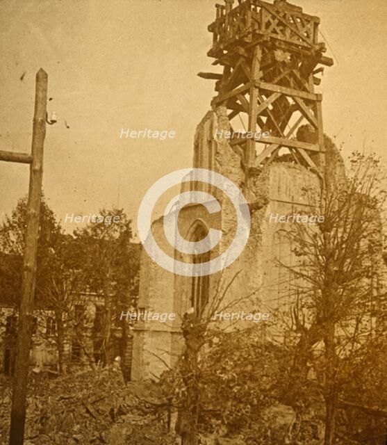 Damaged church, c1914-c1918. Artist: Unknown.