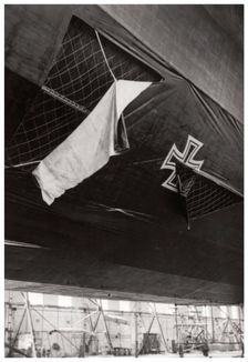 Damaged German navy Zeppelin airship, World War I, 1914-1918 (1933)