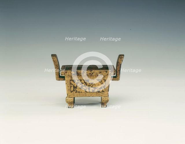 Damascened iron incense burner, Ming dynasty, Xuande period, Tibet, 1426-1435. Creator: Unknown.