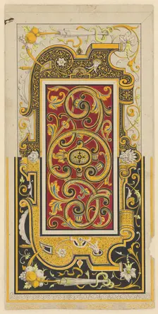 Damascinated and enamelled iron panel, c.1860-c.1880. Creator: Worshop of Plácido Zuloaga