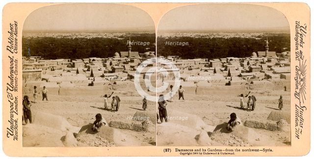 Damascus and its gardens, as seen from the north-west, Syria, 1900.Artist: Underwood & Underwood