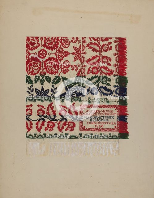 Damask Coverlet, c. 1938. Creator: Katherine Hastings.