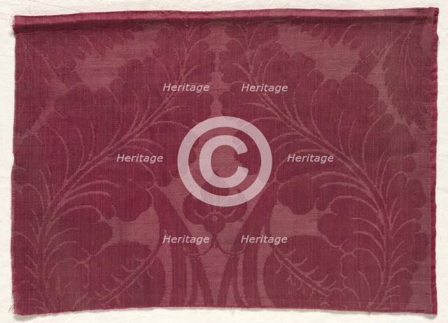 Damask with Leaf and Floral Design, 1700s - 1800s. Creator: Unknown.