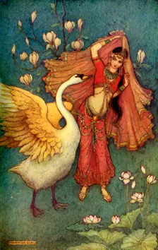 Damayanti and the Swan 1913. Creator: Warwick Goble