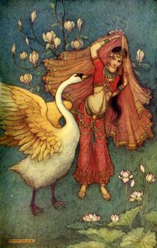 Damayanti and the Swan 1913. Creator: Warwick Goble