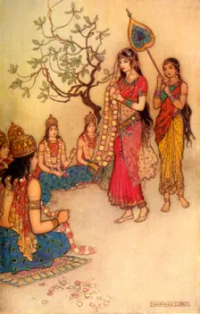Damayanti Choosing A Husband 1913. Creator: Warwick Goble