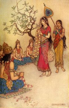 Damayanti Choosing A Husband 1913. Creator: Warwick Goble