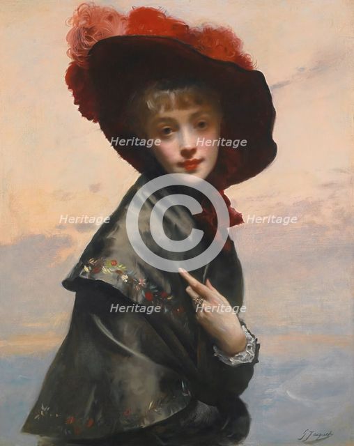 Dame au chapeau. Creator: Jacquet, Gustave Jean (1846-1909).