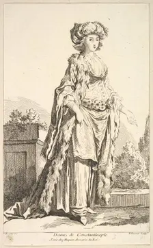 Dame de Constantinople, from Recueil de diverses fig.res étrangeres Inventées par ..., 18th century. Creator: Simon François Ravenet