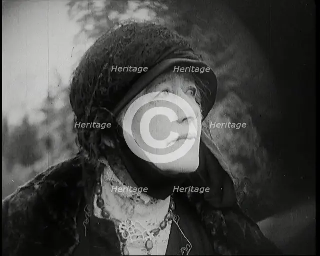 Dame Ellen Terry Standing on a Hill Looking at the View, 1920s. Creator: British Pathe Ltd.