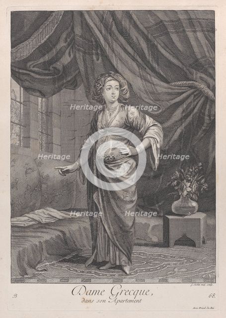 Dame Grecque, dans son Apartement, 1714-15. Creator: Unknown.