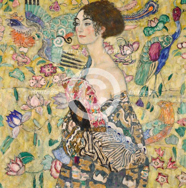 Dame mit Fächer (Lady with a Fan) , 1917-1918. Creator: Klimt, Gustav (1862-1918).