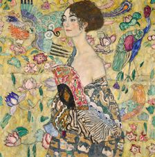 Dame mit Fächer (Lady with a Fan) , 1917-1918. Creator: Klimt, Gustav (1862-1918)
