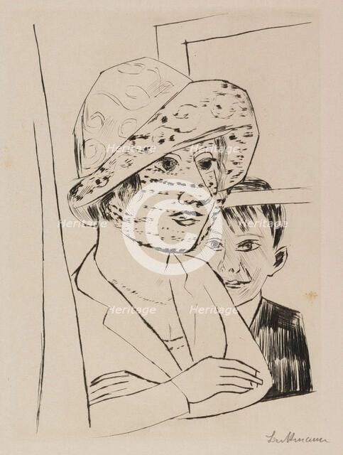 Dame mit Knabe (Woman and Boy) - (Minna and Peter Beckmann), 1924. Creator: Max Beckmann.